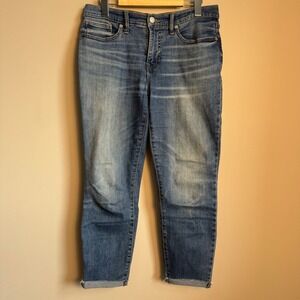 Lucky Brand Mid‎ Rise Crop AVA Jeans Sz 8/29 Distressed Wash Denim Cuffed Casual